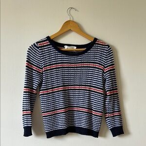 Vintage Retro Stripe Navy Cropped Crewneck Sweater